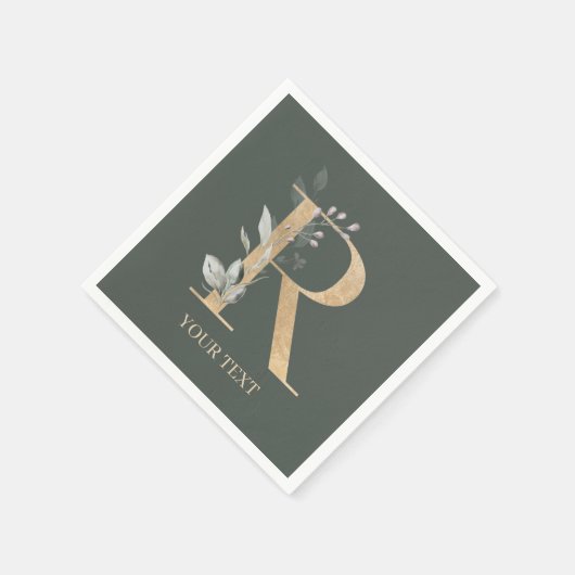 R Monogram Floral Aangepast Servet (Hoek)