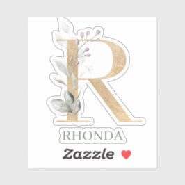 R Monogram Floral Aangepast Sticker