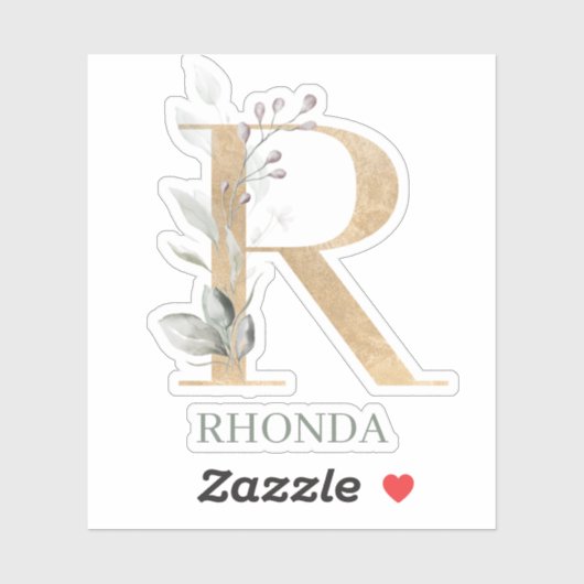 R Monogram Floral Aangepast Sticker (Vel)