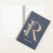 R Monogram Floral Aangepaste Planner (Display)