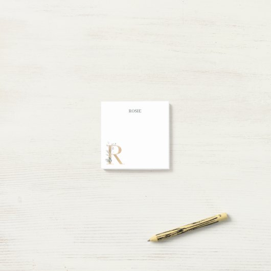 R Monogram Floral Post-it Opmerkingen Post-it® Notes (Op bureau)