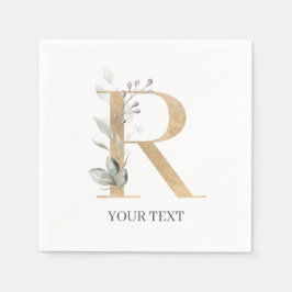 R Monogram Floral Specialized Napkins Servet