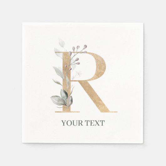 R Monogram Floral Specialized Napkins Servet (Voorkant)