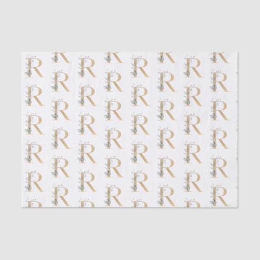 R Monogram Floral wrapping Paper Tissuepapier (Voorkant)
