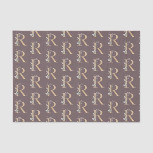 R Monogram Floral wrapping Paper Tissuepapier (Voorkant)
