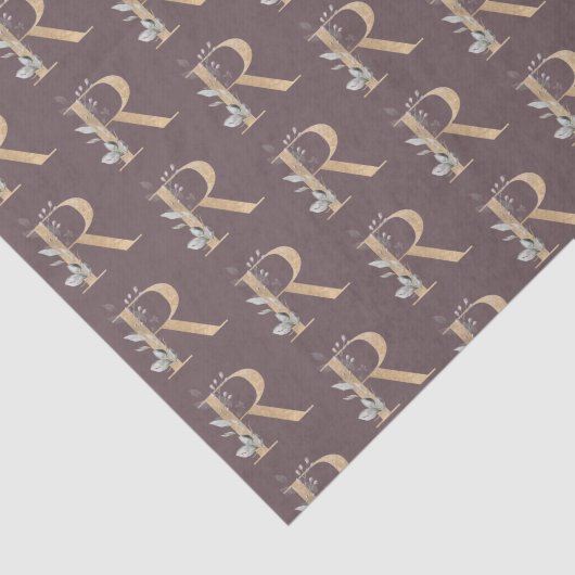 R Monogram Floral wrapping Paper Tissuepapier (Detail)