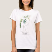 R Monogram Gold Greenery Leaves Elegant T-shirt (Voorkant)