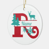 R Monogram Initiaal kerstvakantie boom Ornament (Links)