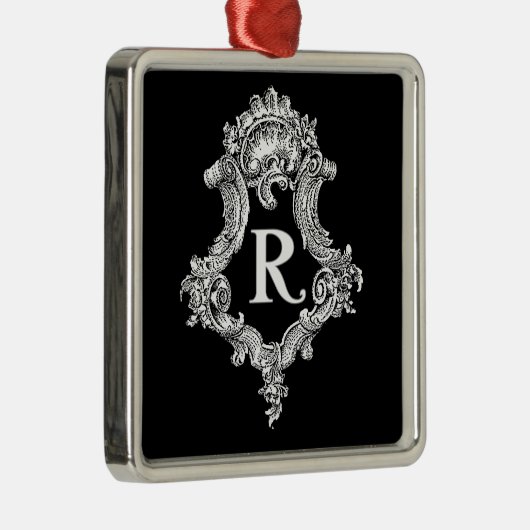 R Monogram Initiaal Metalen Ornament (Rechts)