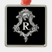 R Monogram Initiaal Metalen Ornament (Voorkant)