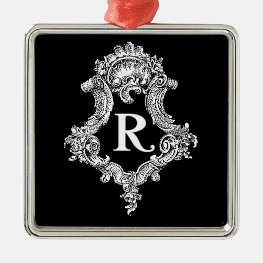 R Monogram Initiaal Metalen Ornament (Voorkant)