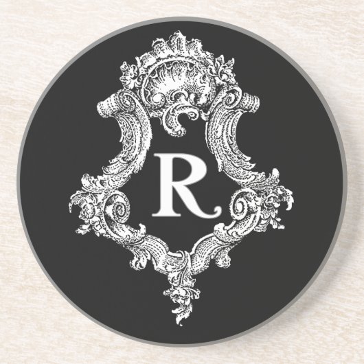 R Monogram Initiaal Zandsteen Onderzetter (Voorkant)