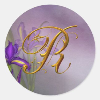 R monogram Iris Dream Ronde Sticker