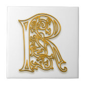 R Monogram "Irish Gold" Keramische Tegel Tegeltje (Voorkant)