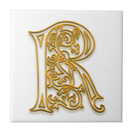R Monogram "Irish Gold" Keramische Tegel Tegeltje