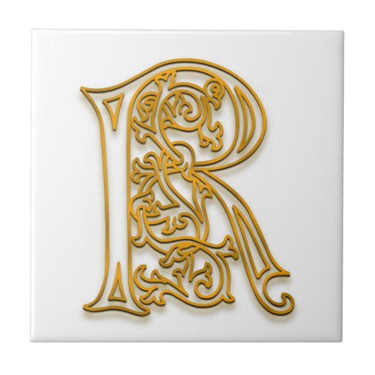 R Monogram "Irish Gold" Keramische Tegel Tegeltje (Voorkant)