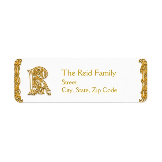 R Monogram "Irish Gold"-ontwerp - Adresetiketten Etiket (Voorkant)