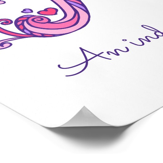 R monogram kunst Rebecca meisjesnaam poster (Hoek)