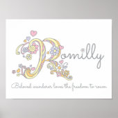 R monogram kunst Romilly meisjesnaam & betekenis p Poster (Voorkant)