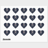 R Monogram Laatste Initiaal Modern Blauw Bloemstuk Hart Sticker (Vel)