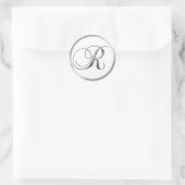 R Monogram Letter Sliver op White Wedding Seal Ronde Sticker (Tas)