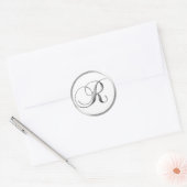 R Monogram Letter Sliver op White Wedding Seal Ronde Sticker (Envelop)