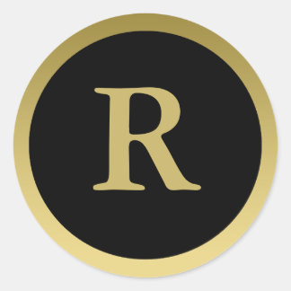 R :: Monogram R Elegante Gouden en Zwarte Stickers