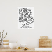 R monogram tangle art Rachel Poster (Keuken)