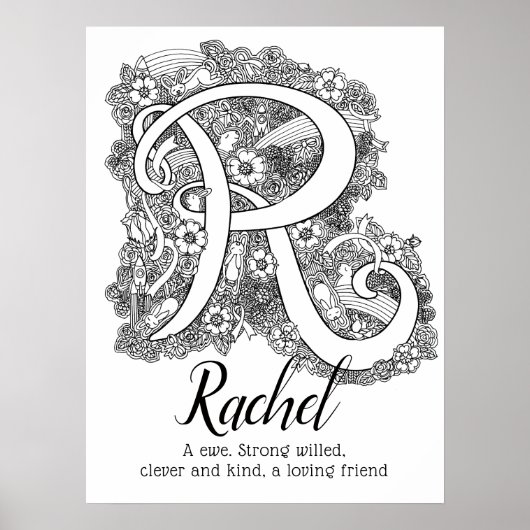 R monogram tangle art Rachel Poster (Voorkant)