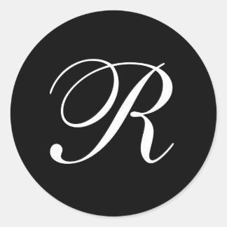 R Monogram Zwart-witte Stickers