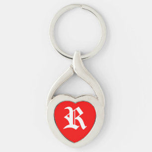 "R" Red Heart Sleutelhanger