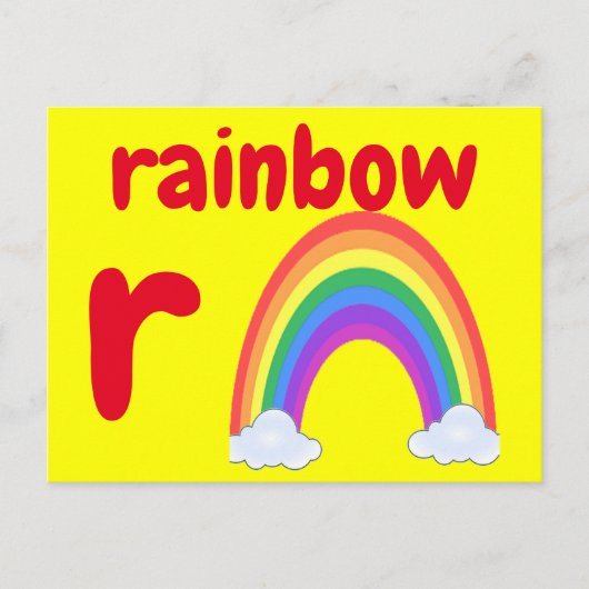 r - regenboogfleskaart briefkaart (Voorkant)
