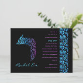 R Resh Hebreeuwse brief set Bat Mitzvah uitnodigin Kaart (Staand voorkant)