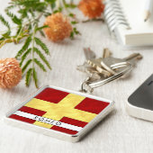 R Romeo Nautical Signal Flag + Your Name Sleutelhanger (Zijkant)