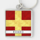 R Romeo Nautical Signal Flag + Your Name Sleutelhanger (Voorkant)