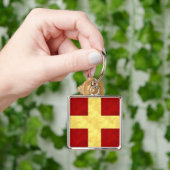 R Romeo Waterverf Nautical Signal Maritime Vlag Sleutelhanger (Hand)