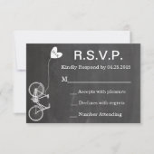 R.S.V.P. Chalkboard Wedding Invite Bike and Heart Kaart (Voorkant)