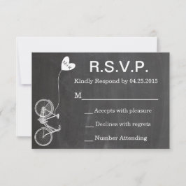 R.S.V.P. Chalkboard Wedding Invite Bike and Heart Kaart