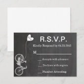 R.S.V.P. Chalkboard Wedding Invite Bike and Heart Kaart (Voorkant / Achterkant)