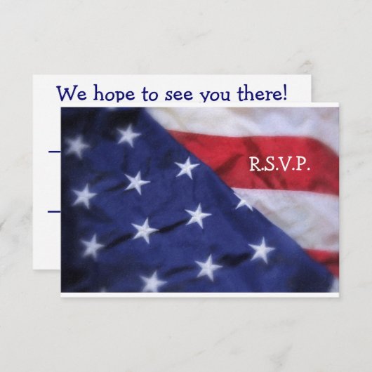 R.S.V.P. Kaart-Amerikaanse vlag RSVP Kaartje (Voorkant / Achterkant)