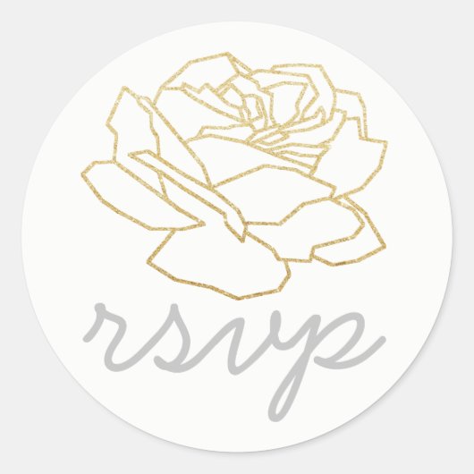 R.S.V.P. roos, Bloemen RSVP Bruiloft Ronde Sticker (Voorkant)