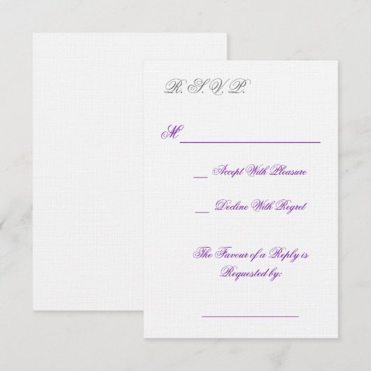 R.S.V.P. RSVP KAARTJE (Voorkant / Achterkant)