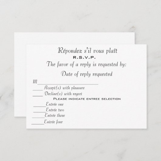 R.S.V.P. RSVP KAARTJE (Voorkant / Achterkant)