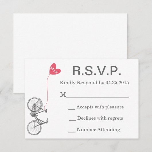 R.S.V.P. Trouw Uitnodiging Fiets en Hart (Voorkant / Achterkant)