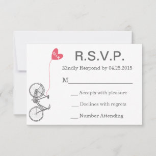 R.S.V.P. Wedding Invite Bike and Heart Kaart