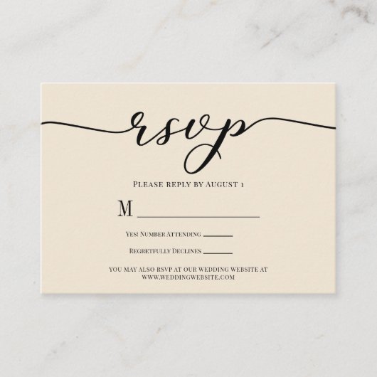 R.S.V.P. Wedding Reply Enclosure Cream & Zwart Informatiekaartje (Voorkant)