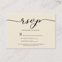 R.S.V.P. Wedding Reply Enclosure Cream & Zwart