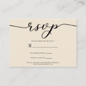 R.S.V.P. Wedding Reply Enclosure Cream & Zwart Visitekaartje (Voorkant)