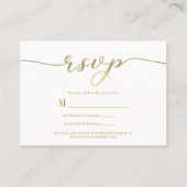 R.S.V.P. Wedding Reply Enclosure Kaart Gold Script Visitekaartje (Voorkant)