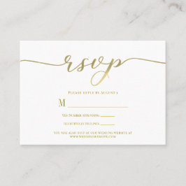R.S.V.P. Wedding Reply Enclosure Kaart Gold Script Visitekaartje